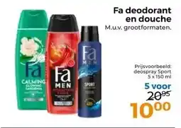 Trekpleister Fa deodorant en douche M.u.v. grootformaten. aanbieding