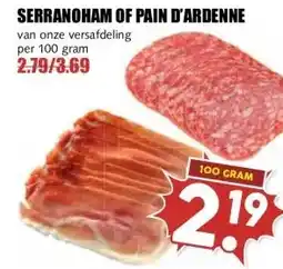 MCD Supermarkt SERRANOHAM OF PAIN D'ARDENNE aanbieding