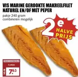 MCD Supermarkt VIS MARINE GEROOKTE MAKREELFILET NATUREL EN/OF MET PEPER aanbieding