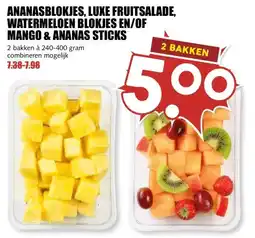 MCD Supermarkt ANANASBLOKJES, LUXE FRUITSALADE, WATERMELOEN BLOKJES EN/OF MANGO & ANANAS STICKS aanbieding