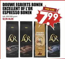 MCD Supermarkt DOUWE EGBERTS BONEN EXCELLENT OF L'OR ESPRESSO BONEN aanbieding