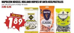 MCD Supermarkt NAPOLEON KOGELS, HOLLAND HOPJES OF ANTA KEELPASTILLES aanbieding
