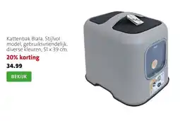 Intratuin Kattenbak Biala. Stijlvol model, gebruiksvriendelijk, diverse kleuren, 51 x 39 cm. aanbieding