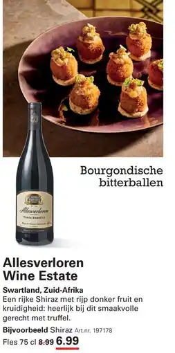 Sligro Bourgondische bitterballen Allesverloren Wine Estate aanbieding