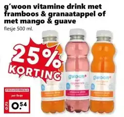 CoopCompact g'woon vitamine drink met framboos & granaatappel of met mango & guave aanbieding