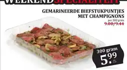 CoopCompact GEMARINEERDE BIEFSTUKPUNTJES MET CHAMPIGNONS aanbieding
