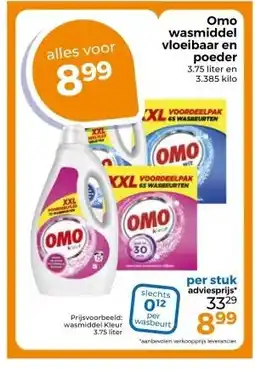 Trekpleister Omo wasmiddel vloeibaar en wasmiddel vloeibaar en aanbieding