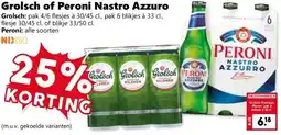 CoopCompact Grolsch of Peroni Nastro Azzuro aanbieding