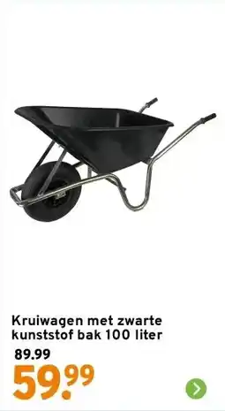 GAMMA Kruiwagen met zwarte kunststof bak 100 liter aanbieding