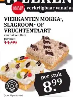 Coop VIERKANTEN MOKKA-, SLAGROOM-OF VRUCHTENTAART aanbieding