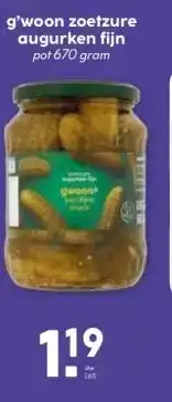 Coop g'woon zoetzure augurken fijn aanbieding