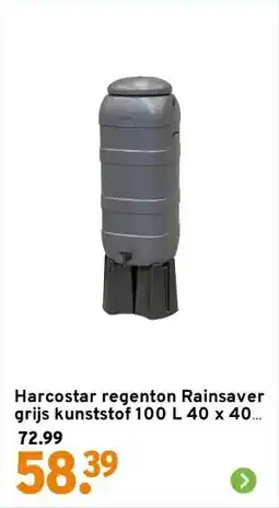 GAMMA Harcostar regenton Rainsaver grijs kunststof 100 L 40 x 40 x 126 aanbieding