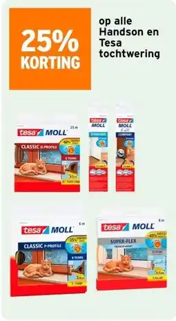 GAMMA op alle Handson en Tesa tochtwering aanbieding