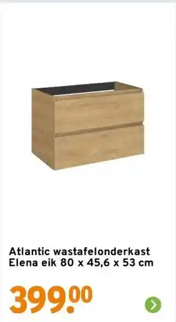 GAMMA Atlantic wastafelonderkast Elena eik 80 x 45,6 x 53 cm aanbieding