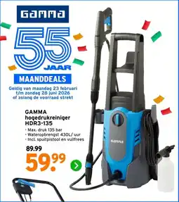 GAMMA GAMMA hogedrukreiniger HDR3-135 aanbieding