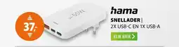 Expert Hama Snellader 2x USB-C 1x USB-A platte mini-oplader PD 65 W Wit aanbieding