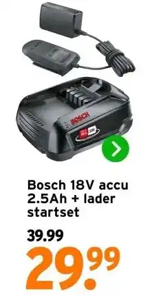 GAMMA Bosch 18V accu 2.5Ah + lader startset aanbieding