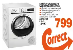 Correct SIEMENS WT48XM40FG WARMTEPOMPDROGER aanbieding