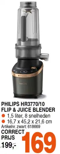 Correct PHILIPS HR3770/10 FLIP & JUICE BLENDER aanbieding