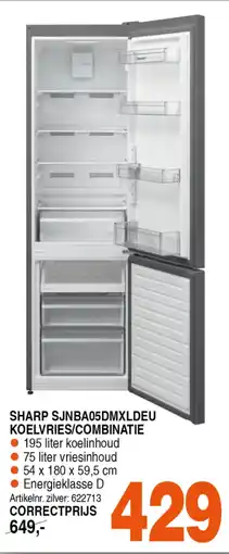 Correct SHARP SJNBA05DMXLDEU KOELVRIES/COMBINATIE aanbieding