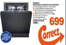 Correct SIEMENS SN63GX02CN INBOUW VAATWASSER aanbieding