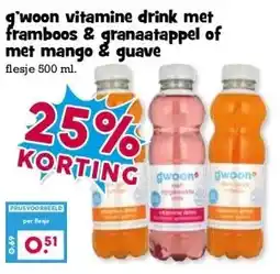 Boon`s Markt g'woon vitamine drink met framboos & granaatappel of met mango & guave aanbieding