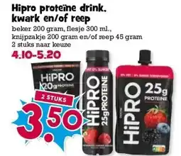 Boon`s Markt Hipro proteine drink. kwark en/of reep aanbieding