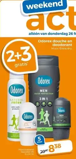 Trekpleister Odorex douche en deodorant M.u.v. Extra dry. aanbieding