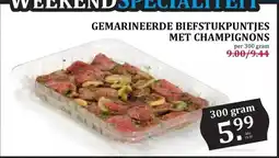 Boon`s Markt GEMARINEERDE BIEFSTUKPUNTJES MET CHAMPIGNONS aanbieding