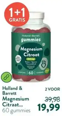 Holland & Barrett Magnesium Citraat Gummies 100mg - 60 gummies aanbieding