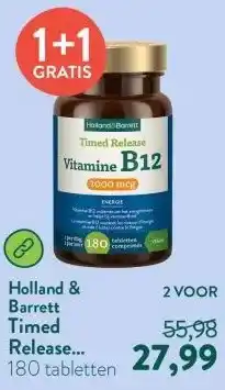 Holland & Barrett Timed Release Vitamine B12 1000mcg - 180 tabletten aanbieding