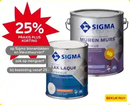 Praxis op Sigma binnenlakken en kleurmuurverf aanbieding