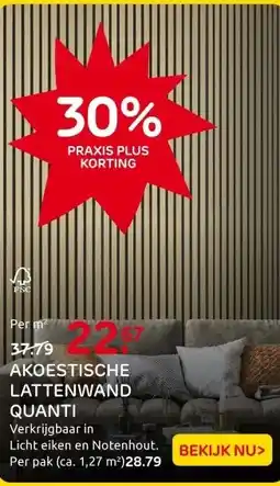 Praxis Quanti Akoestische Lattenwand - Licht aanbieding