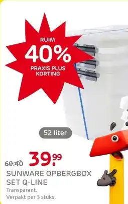 Praxis Sunware opbergbox Q-Line 52L 3 stuks aanbieding