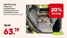 Pets Place DGS Dirty Dog Geldig op de autostoelhoezen in de kleur grijs en de deurmatten in zwart. aanbieding