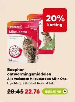 Pets Place Beapharontwormingsmiddelen Alle varianten Milquestra en All in One aanbieding