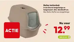 Pets Place Bailey kattenbak In de kleuren beige/beige en beige/zwart. Afm. 56x40x39 cm. aanbieding