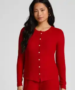 Hunkemoller Hunkemöller Geribde Jersey Cardigan Rood aanbieding