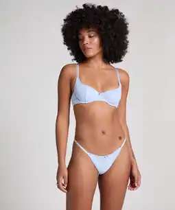 Hunkemoller Hunkemöller String Pointelle Blauw aanbieding