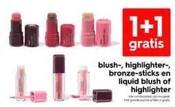 HEMA blush-, highlighter-, bronze-sticks en liquid blush of highlighter aanbieding