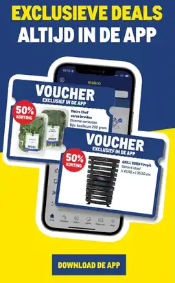 Makro Exclusieve deals altijd in de app aanbieding