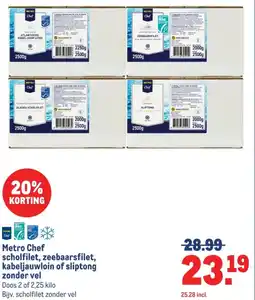 Makro Metro Chef scholfilet, zeebaarsfilet, kabeljauwloin of sliptong zonder vel aanbieding