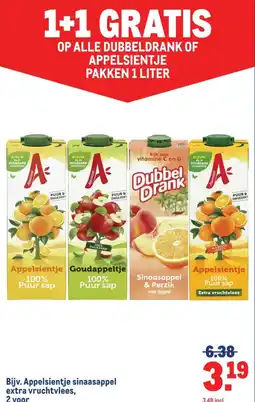 Makro Op alle dubbeldrank of appelsientje pakken 1 liter aanbieding