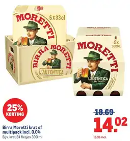 Makro Birra Moretti krat of multipack incl. 0.0% aanbieding