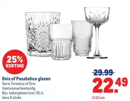 Makro Onis of Pasabahce glazen aanbieding