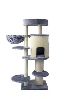 Pets Place Adori Krabpaal Quinn - Krabpalen - 58x48x145 cm Grijs Wit aanbieding