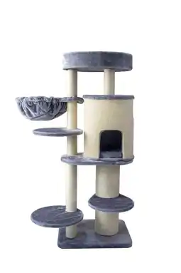 Pets Place Adori Krabpaal Quinn - Krabpalen - 58x48x145 cm Grijs Wit aanbieding