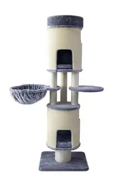 Pets Place Adori Krabpaal Riley - Krabpalen - 58x48x175 cm Grijs Wit aanbieding