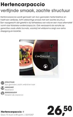 HANOS Hertencarpaccio aanbieding
