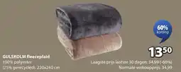 Jysk Gulskolm fleeceplaid aanbieding
